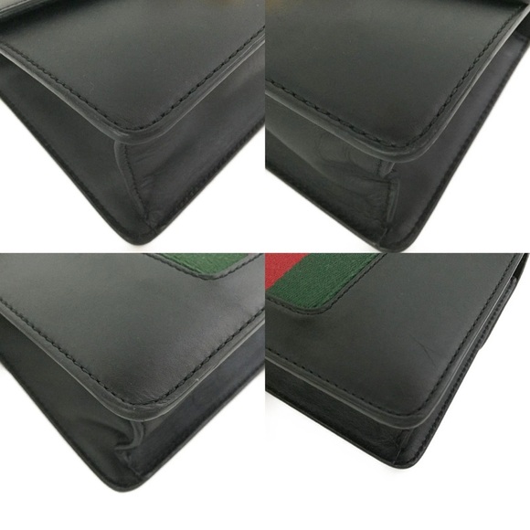 💃Authentic GUCCI Sylvie Mini Sherry Line Leather Chain Shoulder Bag Black - Picture 6 of 11